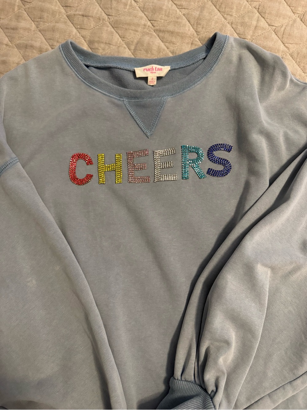 Peach Love Cheers Rhinestone Sweatshirt - Picture 2 of 5